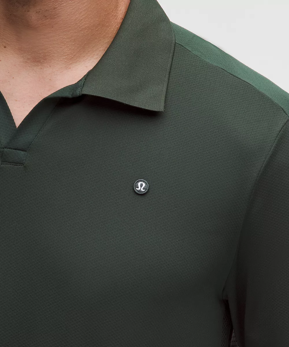 Polo de tennis à panneaux en mesh — Rainforest Green, view 5