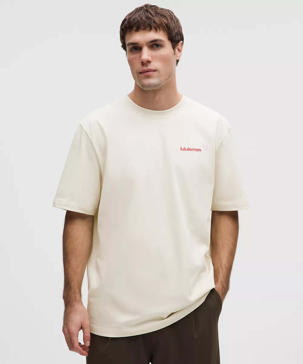 T-shirt en jersey de coton épais *Wordmark — Light Ivory, view 1