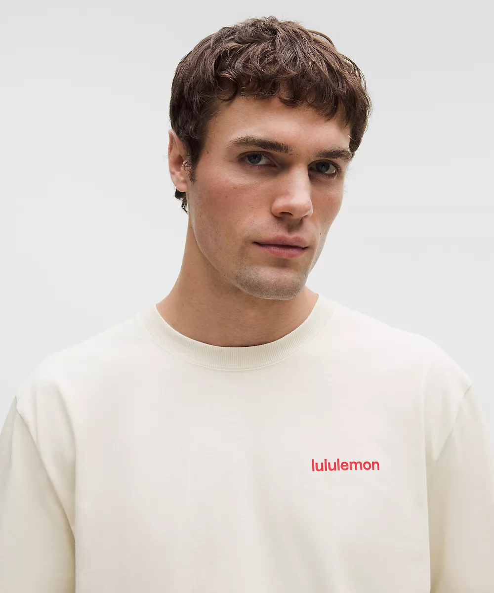 T-shirt en jersey de coton épais *Wordmark — Light Ivory, view 4