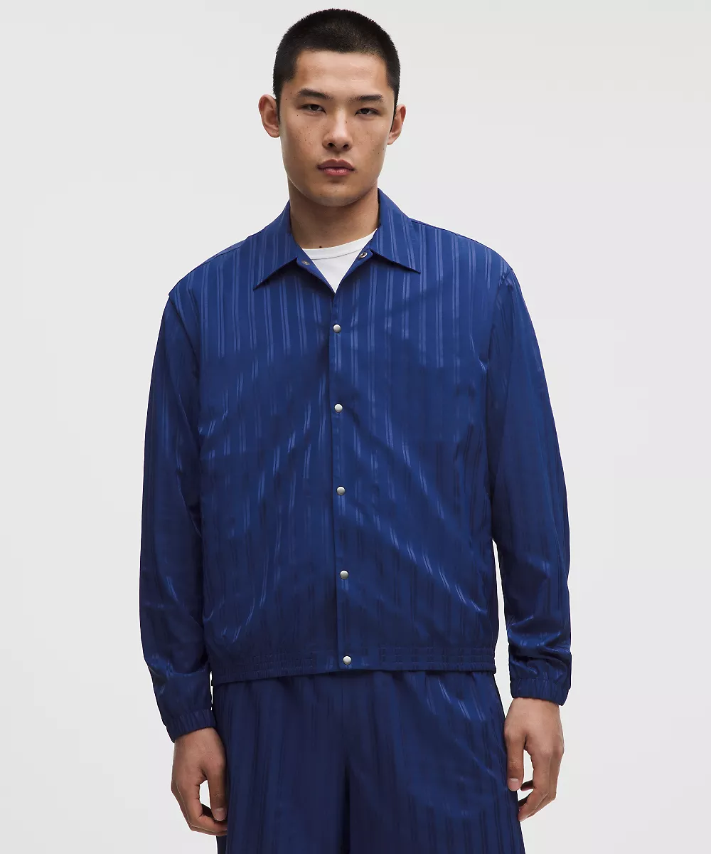 Veste Coaches en satin rayé — Impact Stripe Clubhouse Blue, view 1