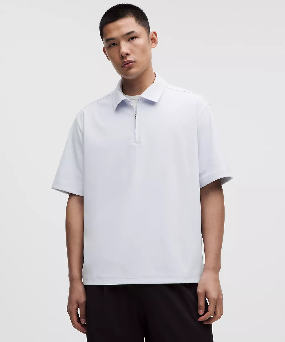 Polo oversize Daydrift à col zippé — Starch Blue, view 4