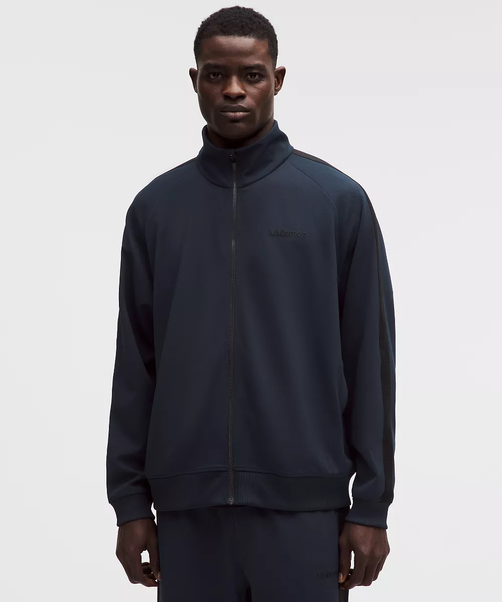 Veste de survêtement en piqué coupe décontractée — True Navy, view 1