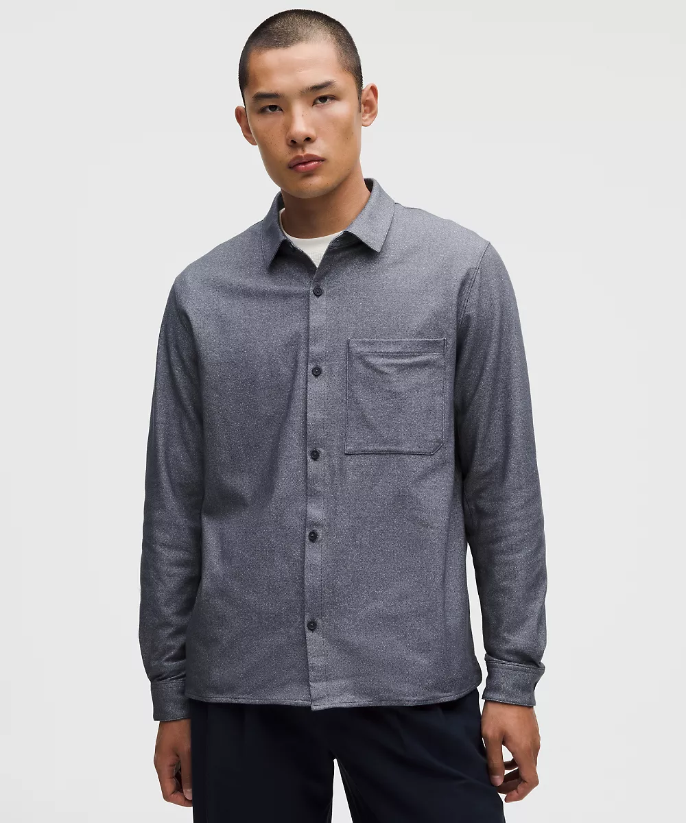 Surchemise tissée brossée — Heathered True Navy, view 1