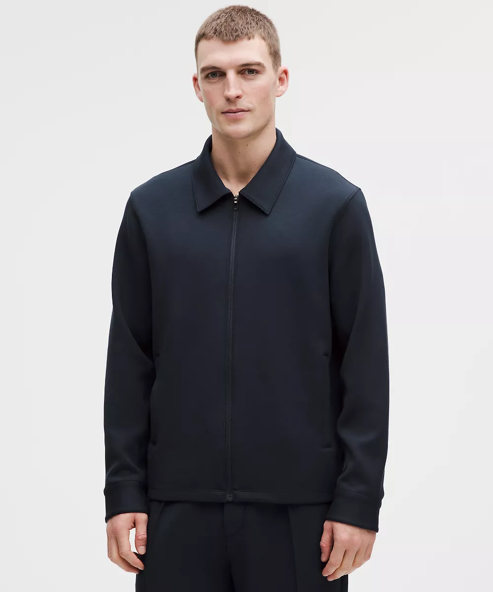Veste zippée intégrale à col Smooth Spacer — True Navy, view 1