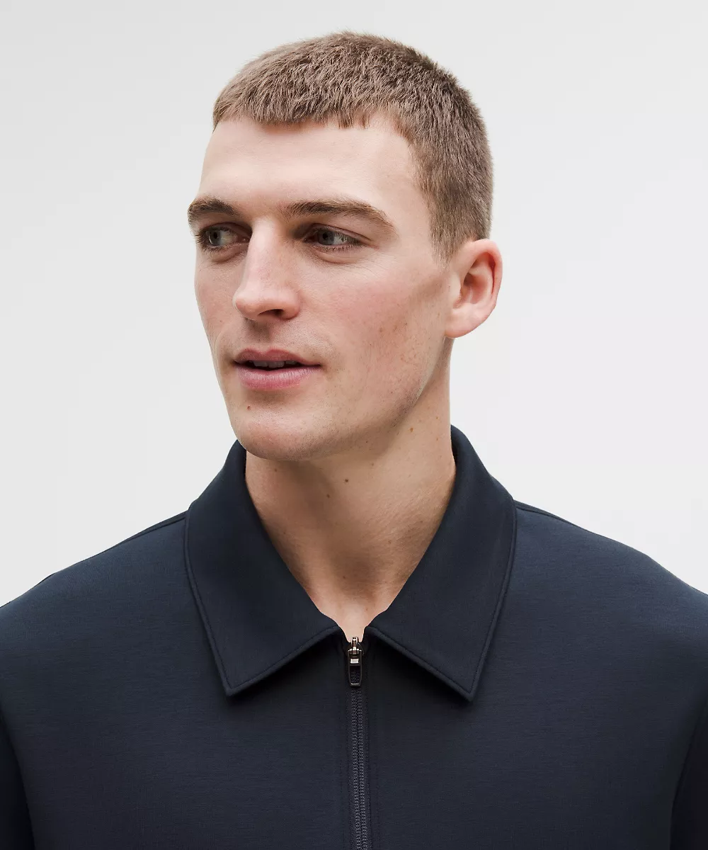 Veste zippée intégrale à col Smooth Spacer — True Navy, view 4