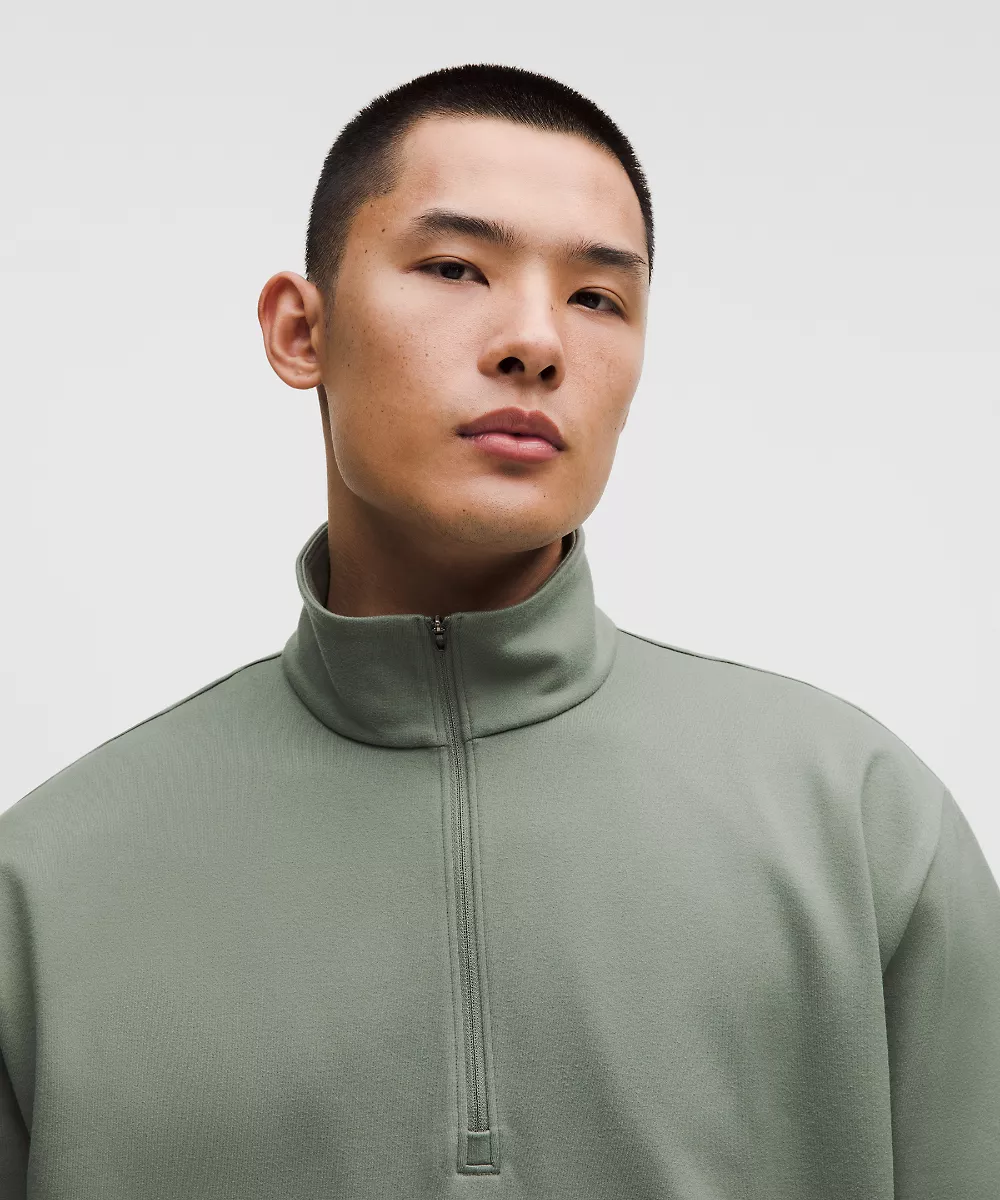 Sweat demi-zip en jersey doux épais — Willow Leaf, view 4