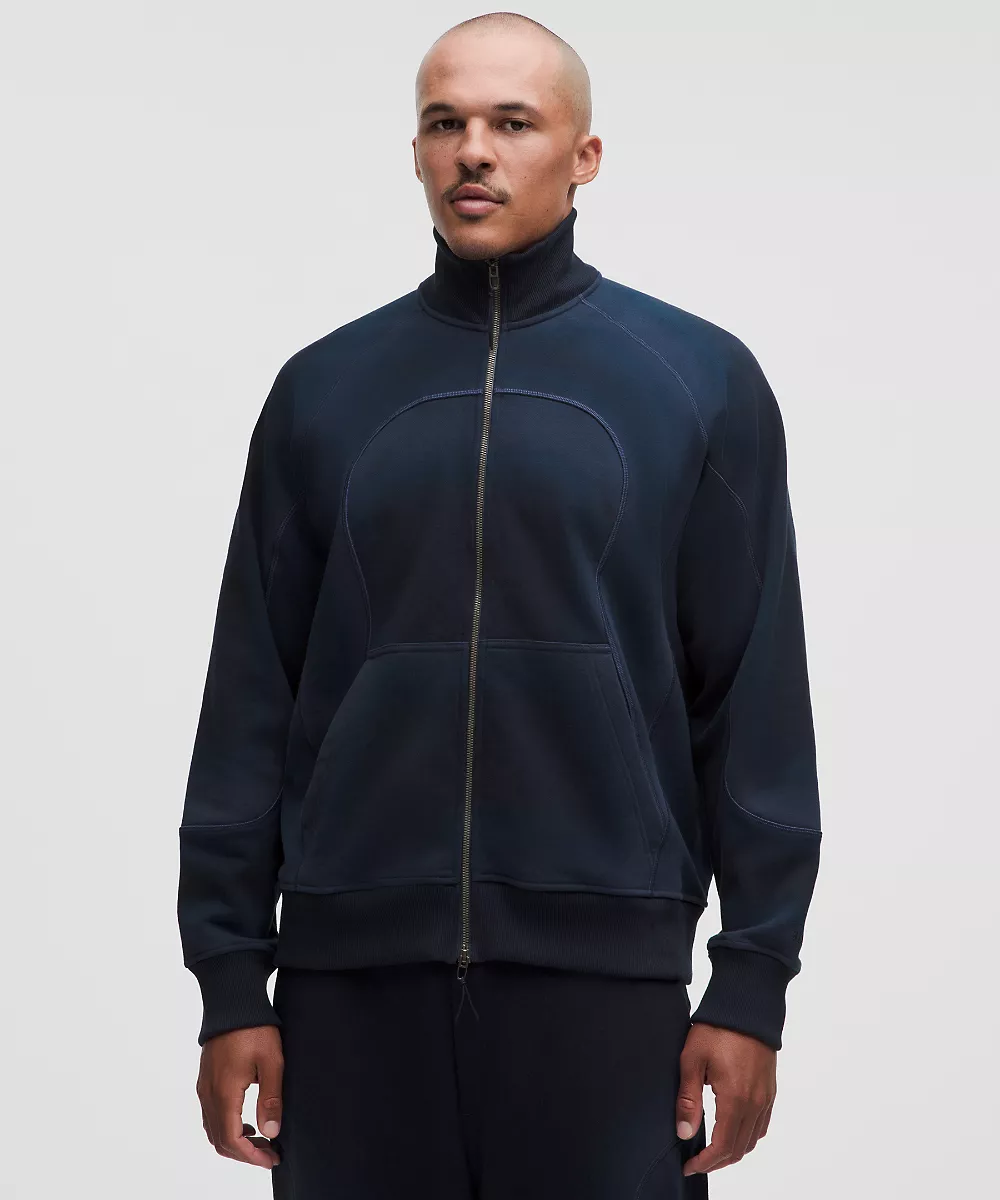 Veste zippée en molleton français délavé *SLNSH Collection — Sun Fade True Navy, view 1