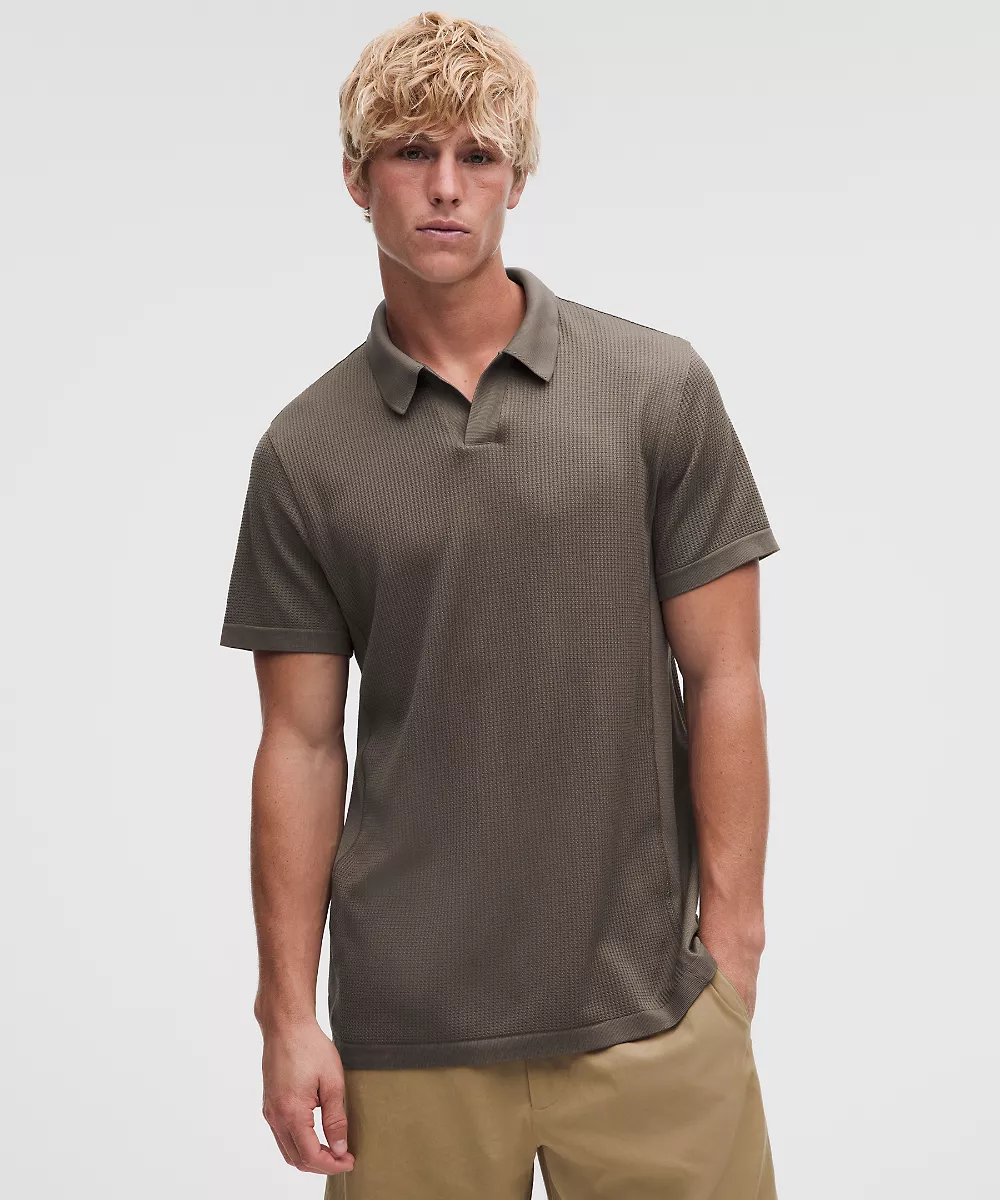 Polo texturé sans coutures — Oakwood Tan/Nomad, view 1