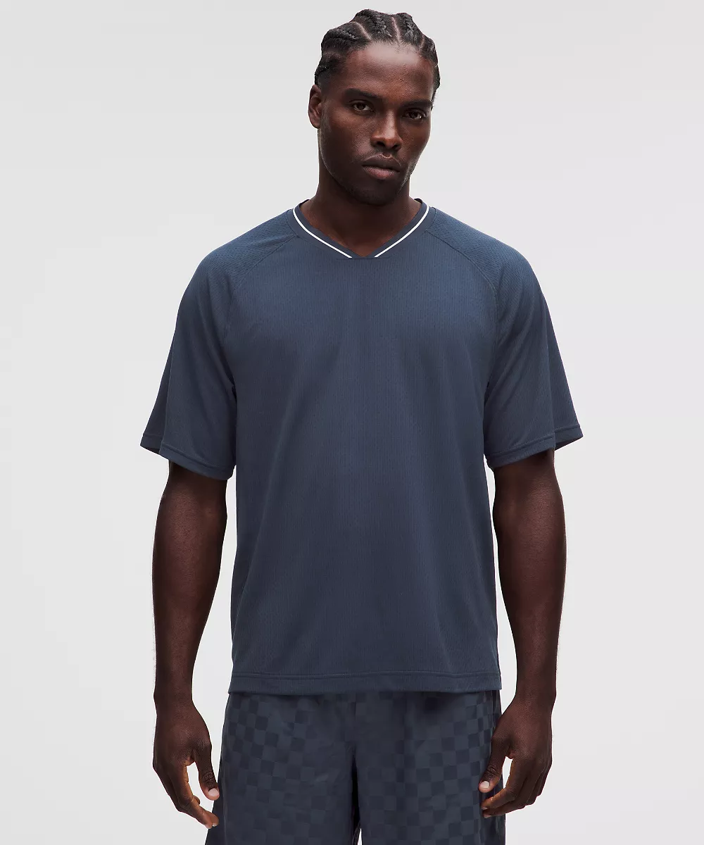 Chemise manches courtes en jersey à col coupe décontractée — Club Blue, view 1