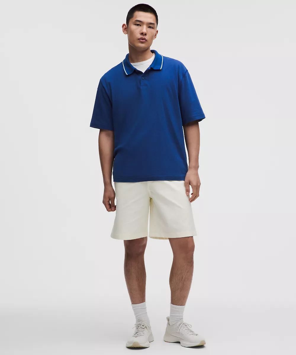 Polo en jersey tricoté mesh manches courtes — Clubhouse Blue, view 2