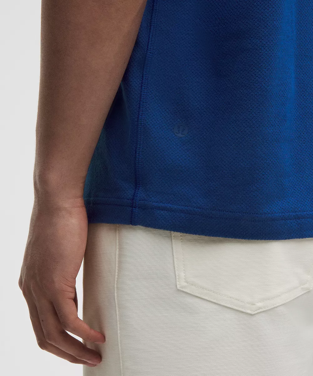 Polo en jersey tricoté mesh manches courtes — Clubhouse Blue, view 5