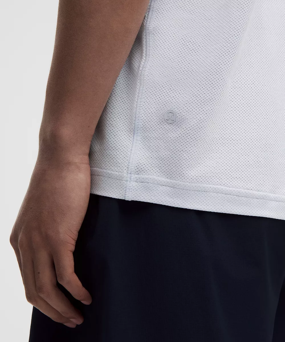 Chemise en jersey tricoté mesh manches courtes — Starch Blue, view 5