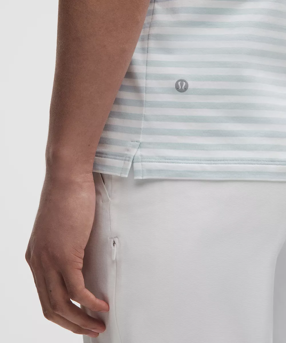 Polo de golf rayé manches courtes — Narrow Bold Stripe Starch Blue White, view 5