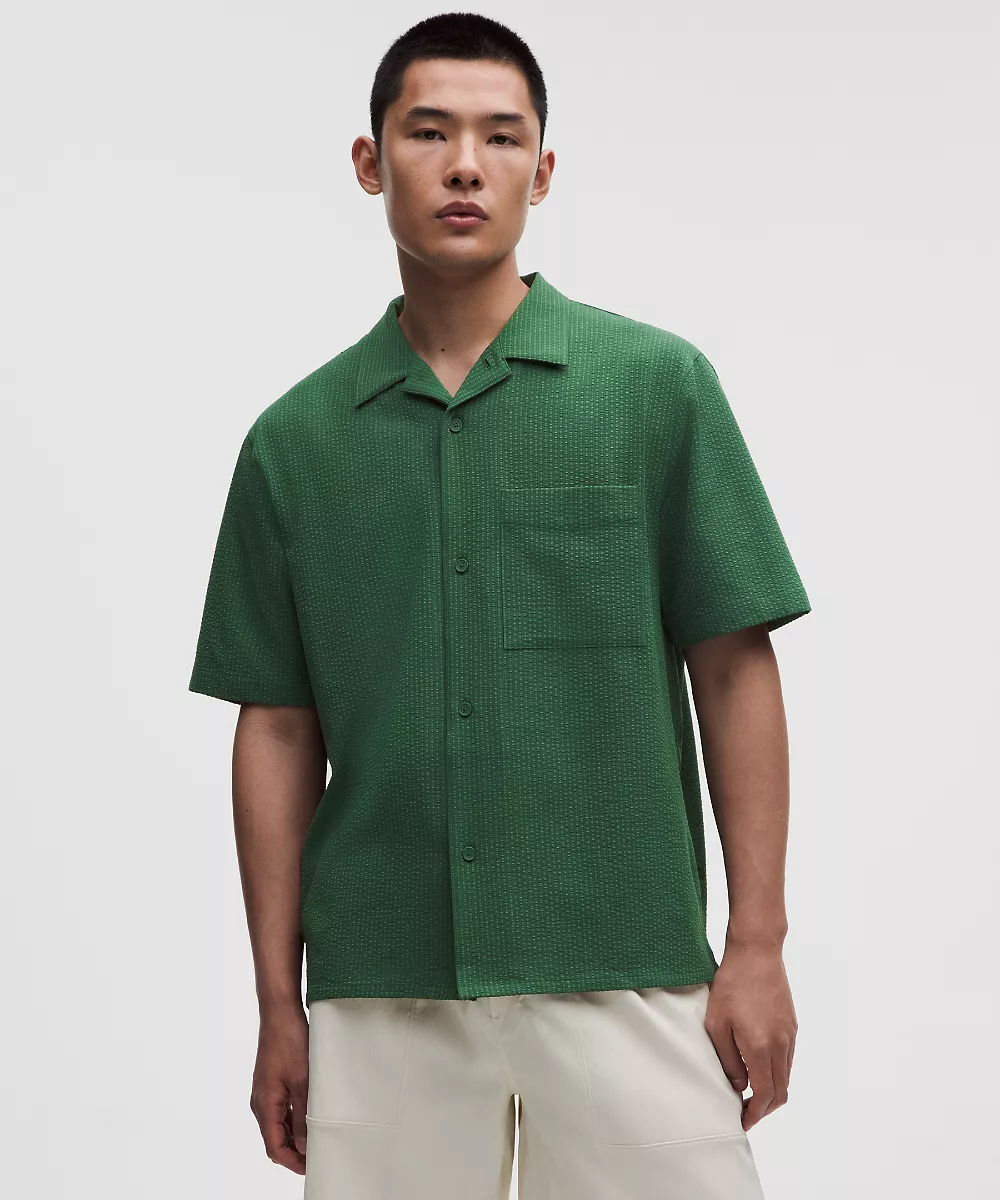 Chemise à col camp Airing Easy *Texturé — Green Cove, view 2
