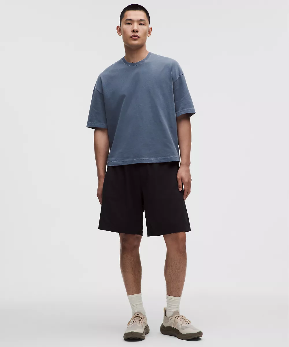 T-shirt en jersey de coton épais coupe boxy *Wash — Dilute Wash Club Blue, view 2