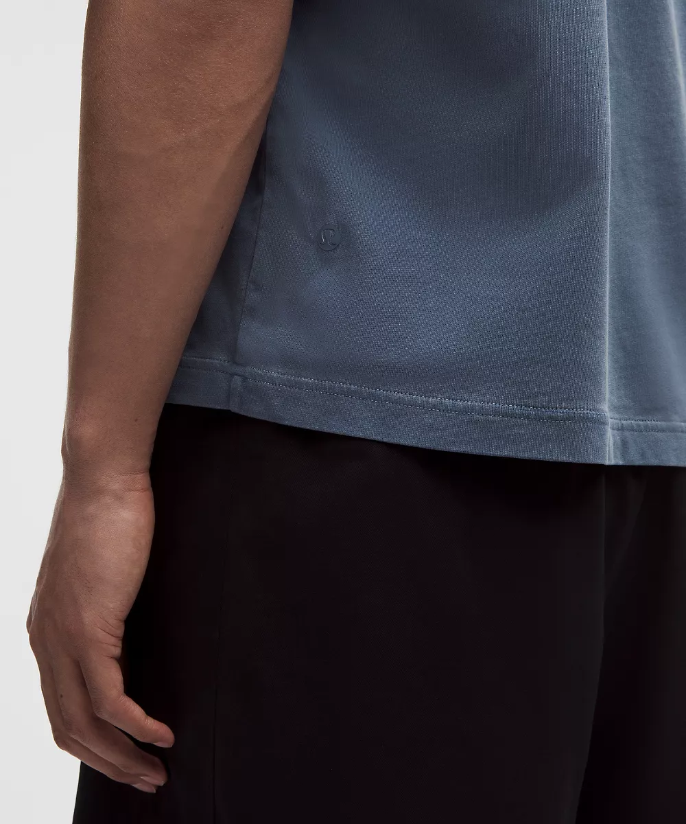T-shirt en jersey de coton épais coupe boxy *Wash — Dilute Wash Club Blue, view 5