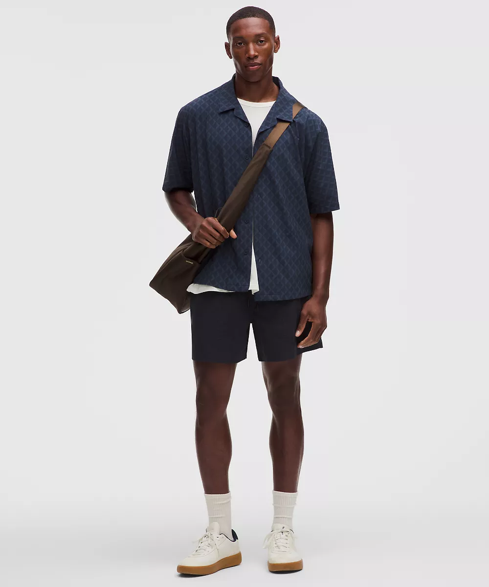Chemise légère à col camp — Square Diamond Screen Navy Multi, view 2