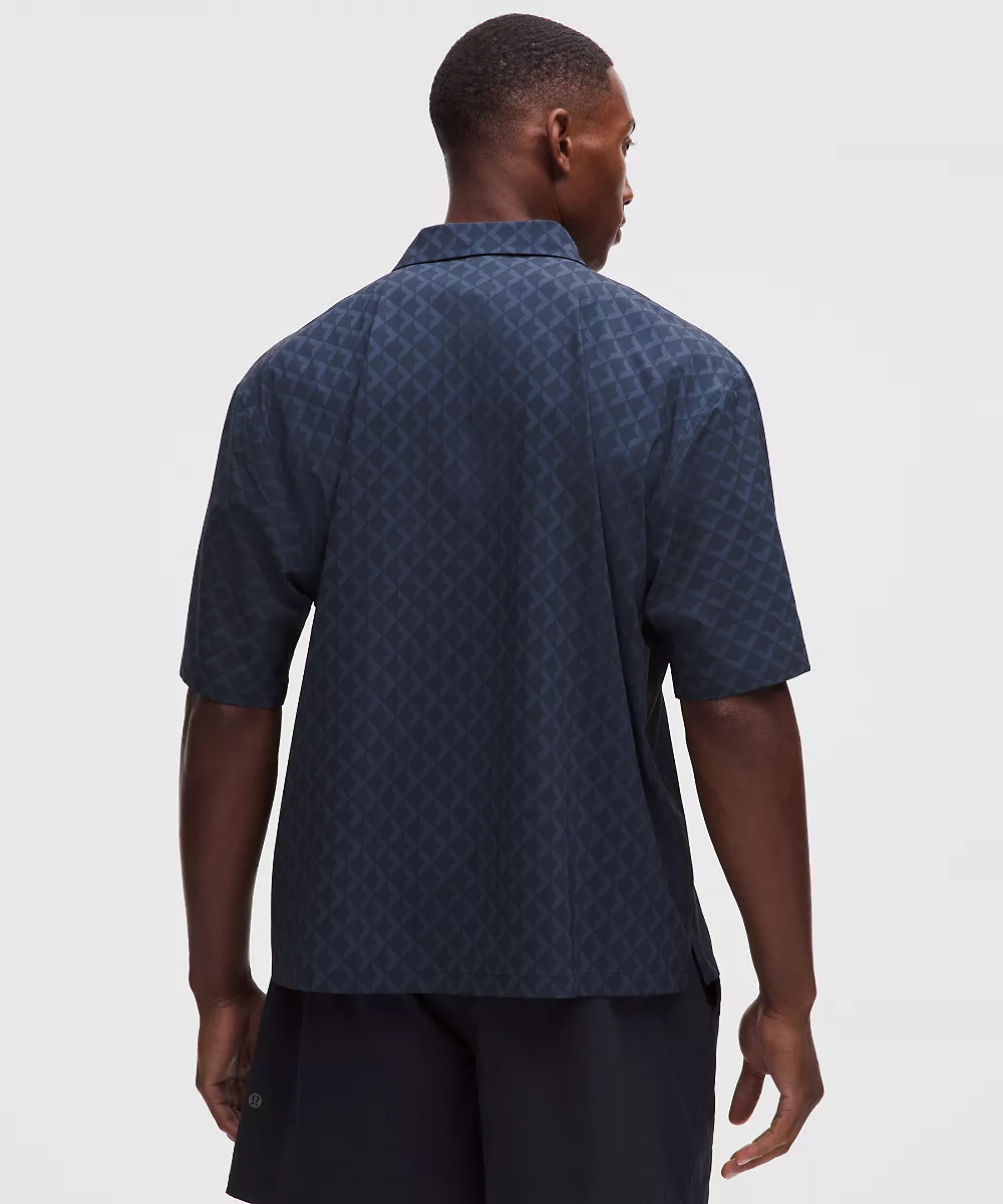 Chemise légère à col camp — Square Diamond Screen Navy Multi, view 3