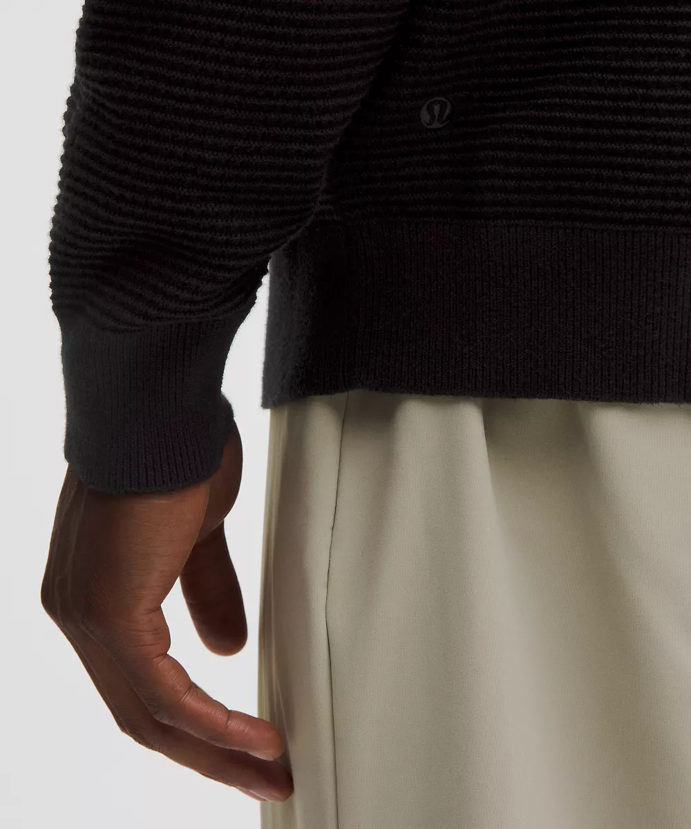 Cardigan à col en maille de mélange de coton — Black, view 5