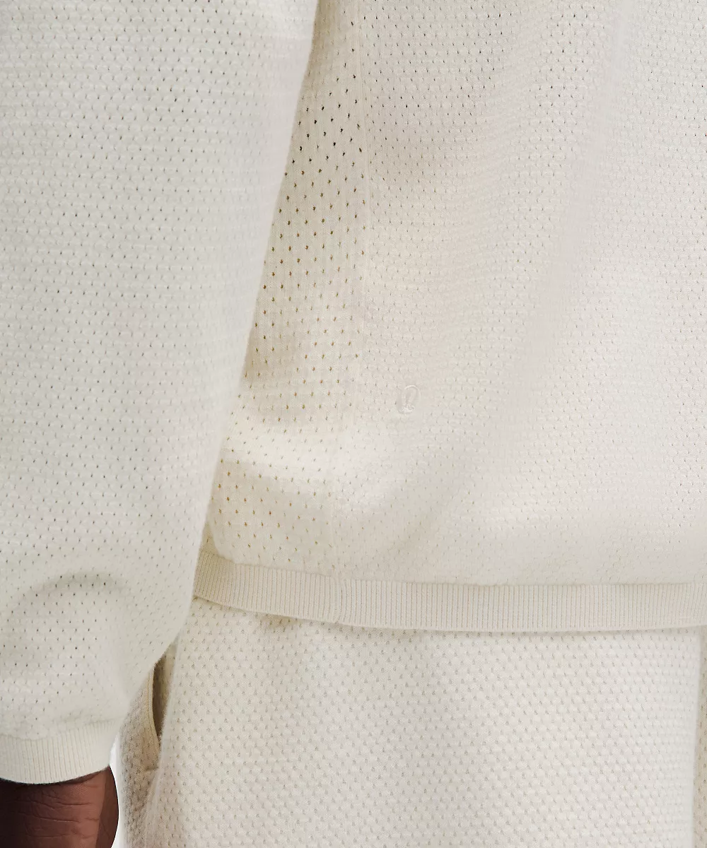 Polo manches longues en maille de mélange de coton — Light Ivory, view 5