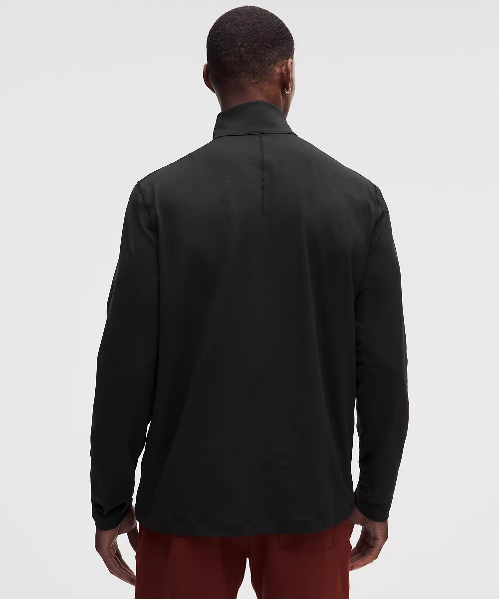 Sweat demi-zip en jersey doux et mesh — Black, view 3