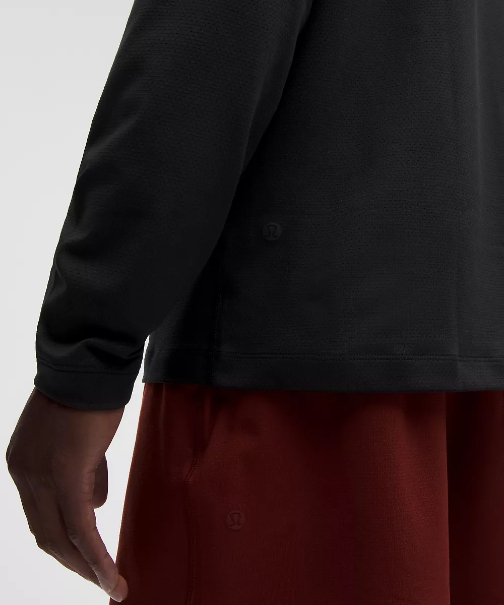 Sweat demi-zip en jersey doux et mesh — Black, view 5