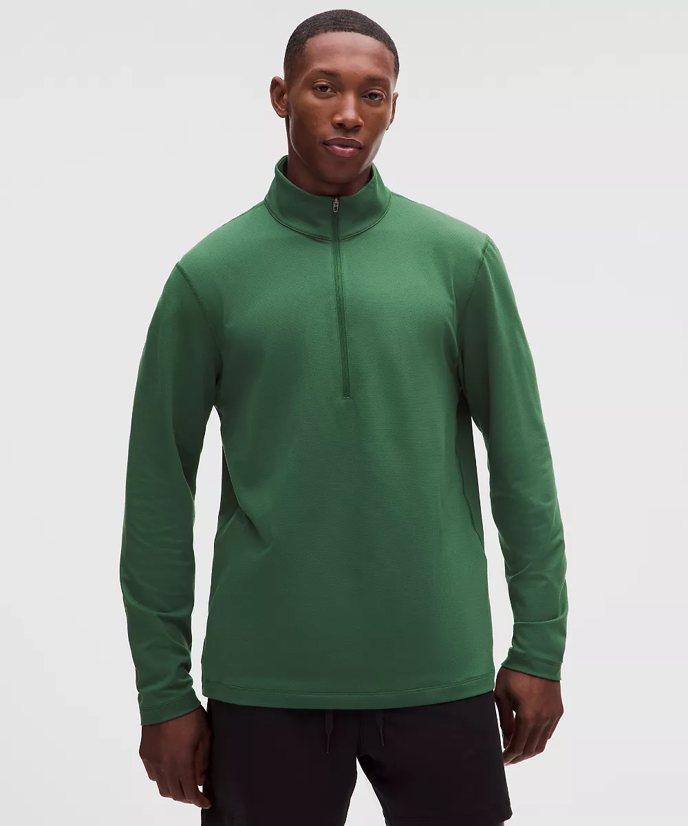 Sweat demi-zip en jersey doux et mesh — Green Cove, view 1