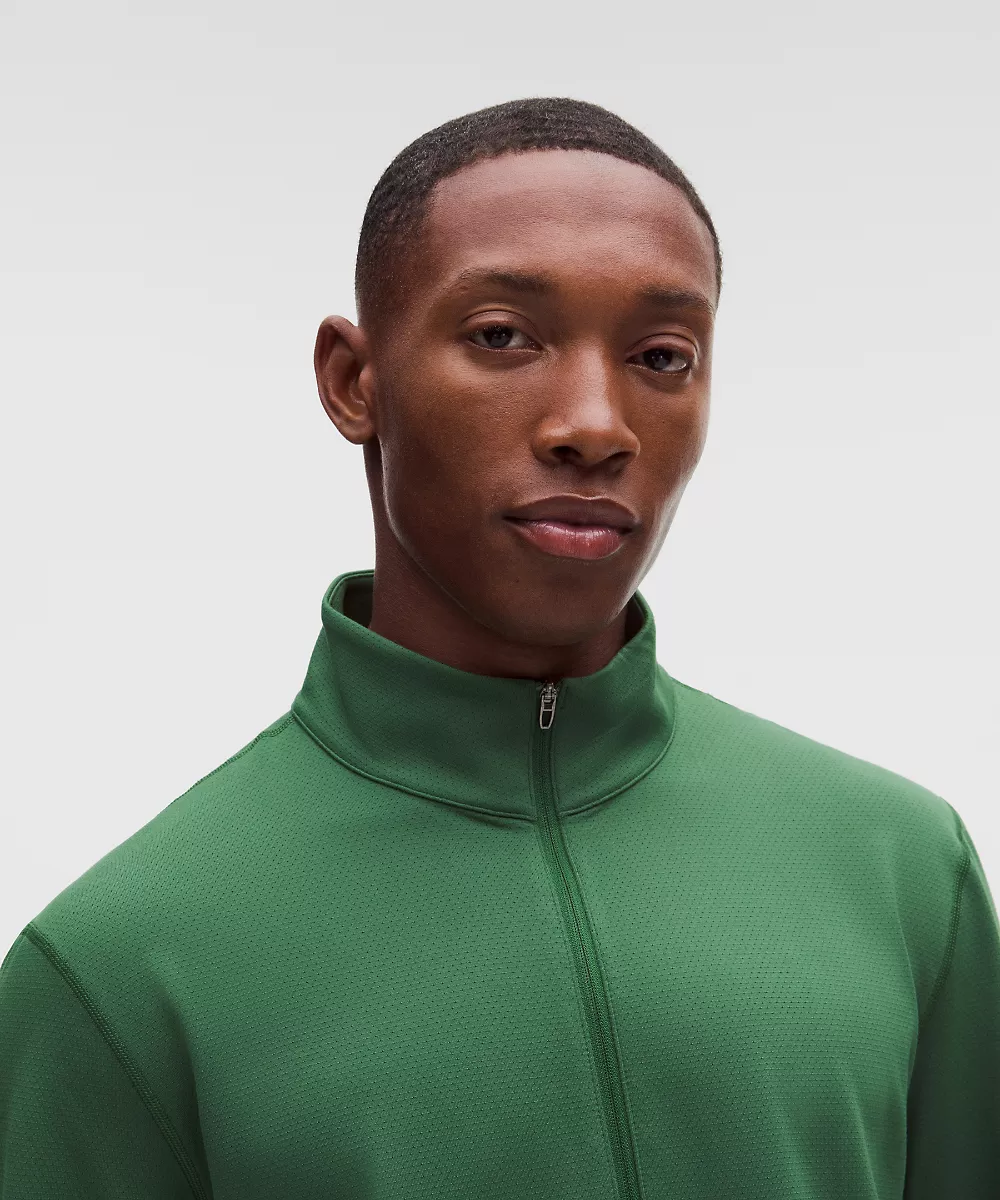 Sweat demi-zip en jersey doux et mesh — Green Cove, view 4