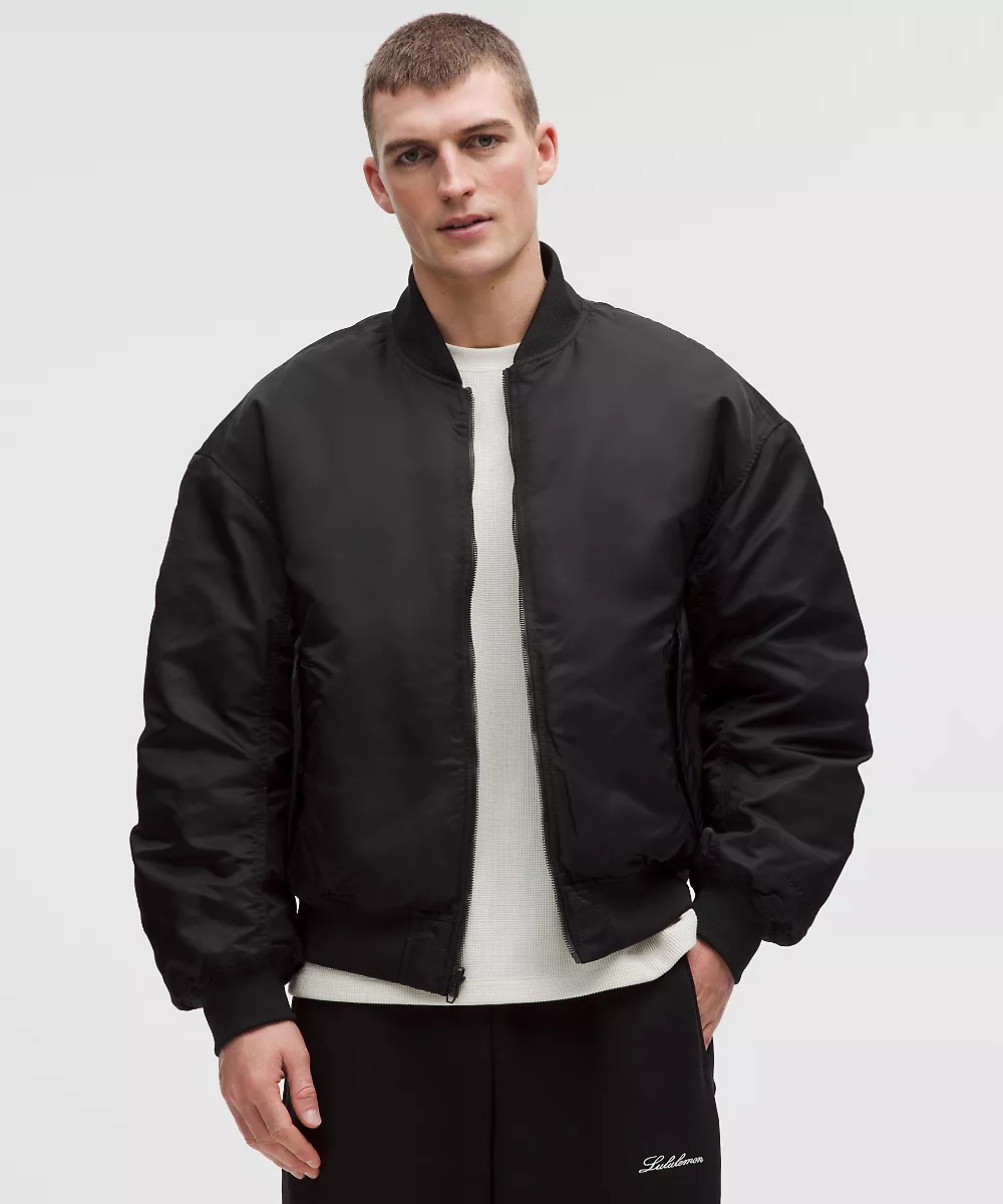 Blouson bomber réversible en duvet 600 — Black, view 1