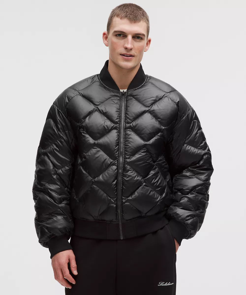 Blouson bomber réversible en duvet 600 — Black, view 2