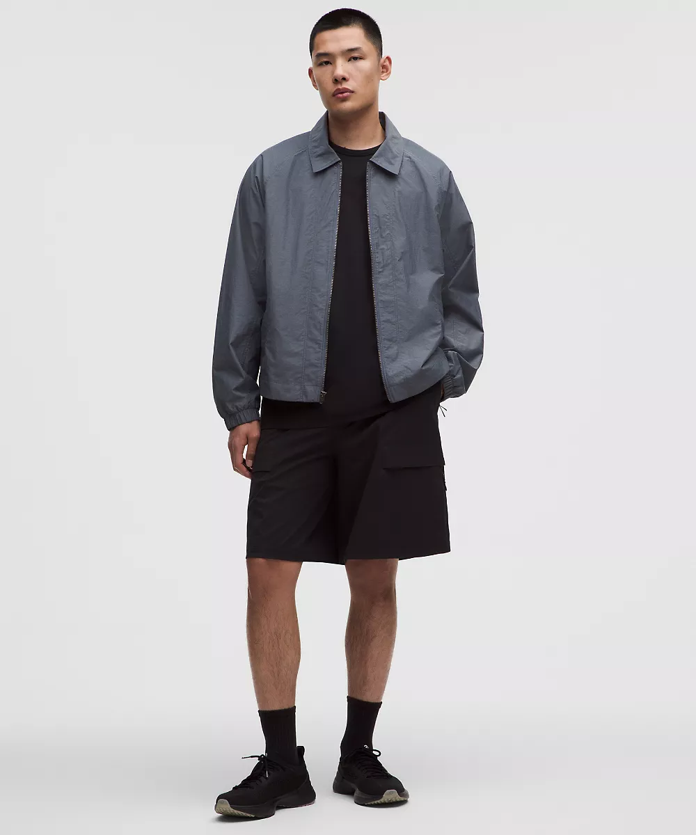 Veste à col en mélange de coton — True Navy/Starch Blue, view 2