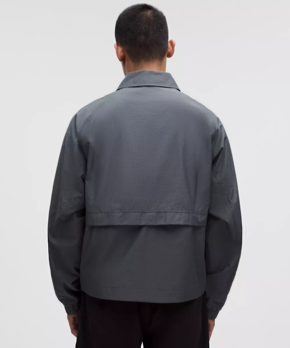 Veste à col en mélange de coton — True Navy/Starch Blue, view 3