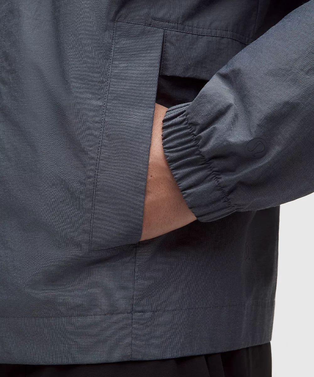 Veste à col en mélange de coton — True Navy/Starch Blue, view 5