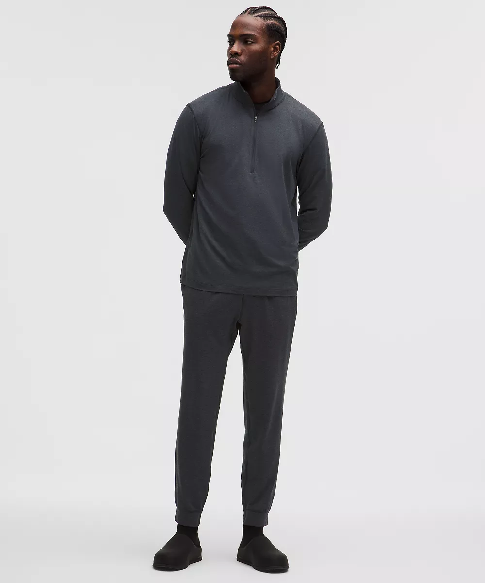 Jogging en jersey doux *Regular — Heathered Black/Heathered Obsidian, view 1