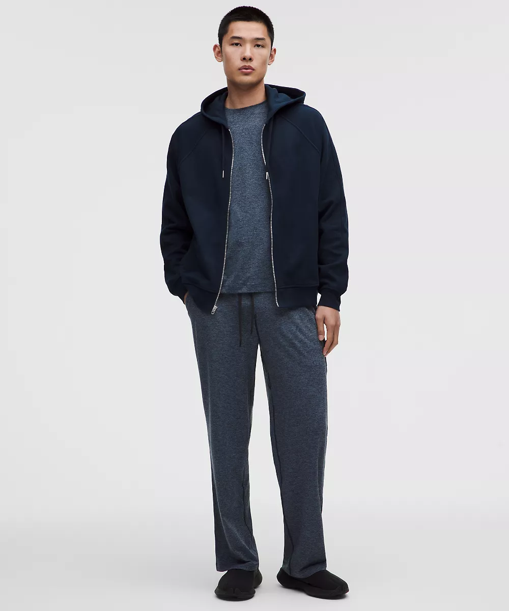 Pantalon en jersey doux coupe classique *Regular — Heathered True Navy/Heathered Shale Blue, view 1