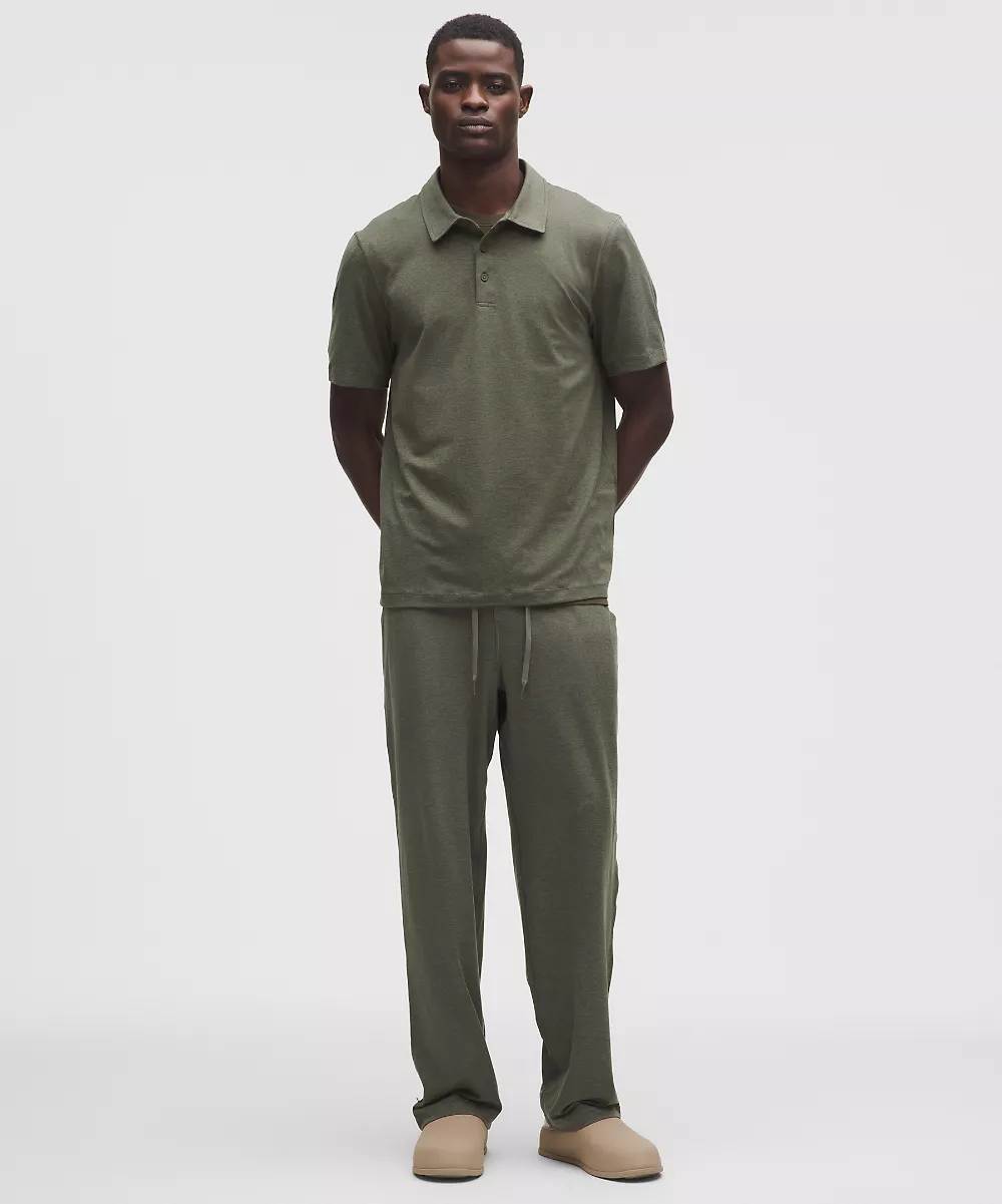 Pantalon en jersey doux coupe classique *Regular — Heathered Army Green/Heathered Willow Leaf, view 1