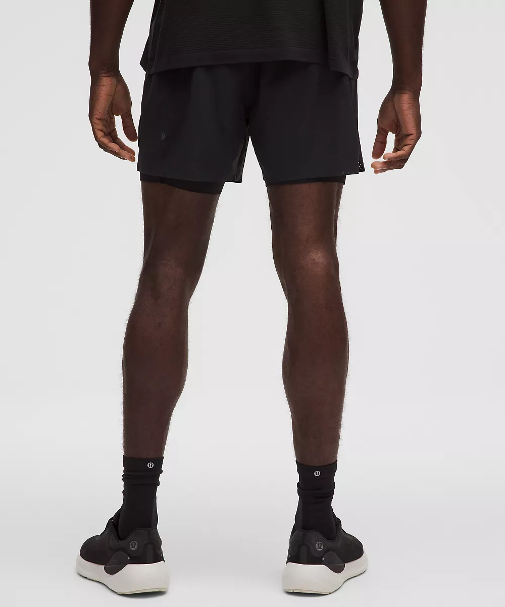 Short de running doublé Fast and Free 5" — Black, view 3