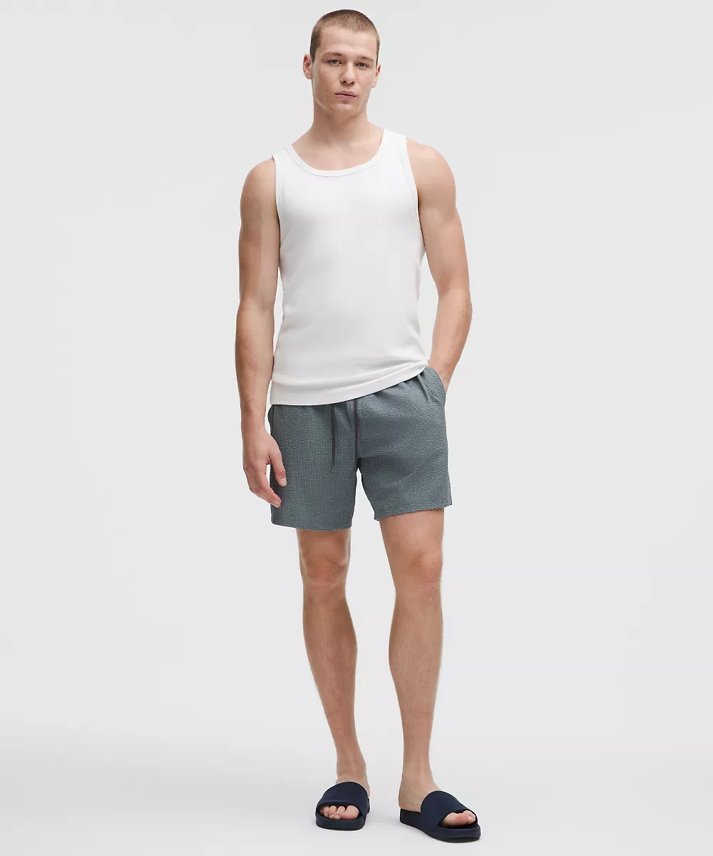 Short de bain texturé 7" *Sans doublure — Simple Stripe Crater Blue Grey Oasis, view 2