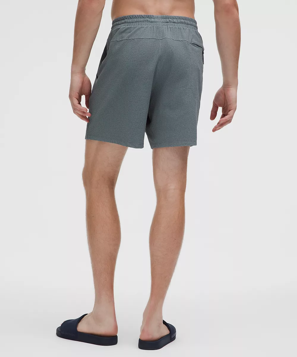 Short de bain texturé 7" *Sans doublure — Simple Stripe Crater Blue Grey Oasis, view 3
