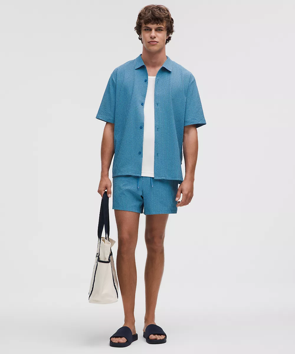 Short de bain texturé 5" *Sans doublure — Simple Stripe Washed Blue Chalk Blue, view 2