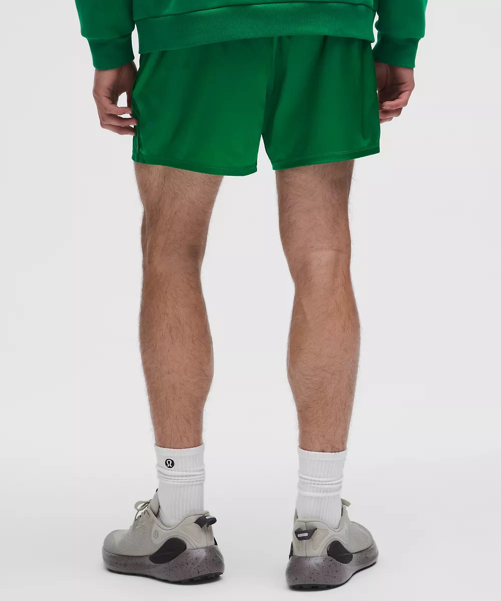 Short en nylon satiné extensible 5" — Raceway Green, view 3