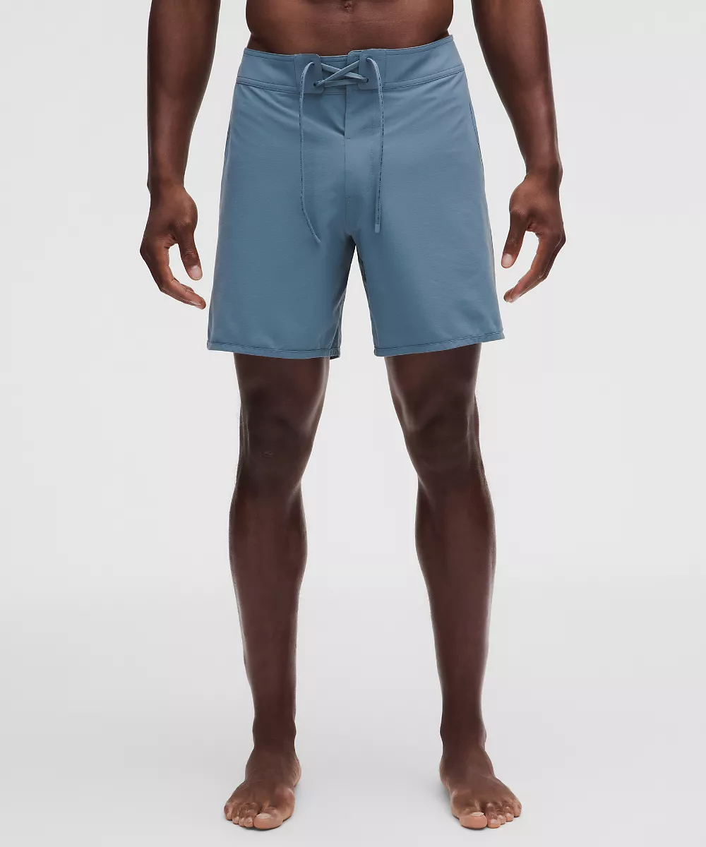 Short de bain coupe classique sans doublure 7" — Steel Blue, view 2