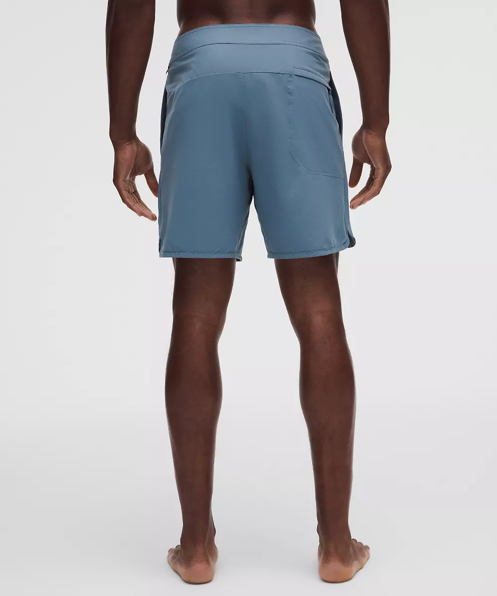 Short de bain coupe classique sans doublure 7" — Steel Blue, view 3