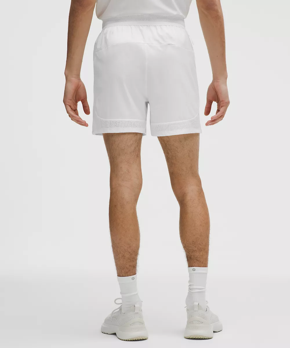Short de tennis à panneaux en mesh 5" — White/White, view 3