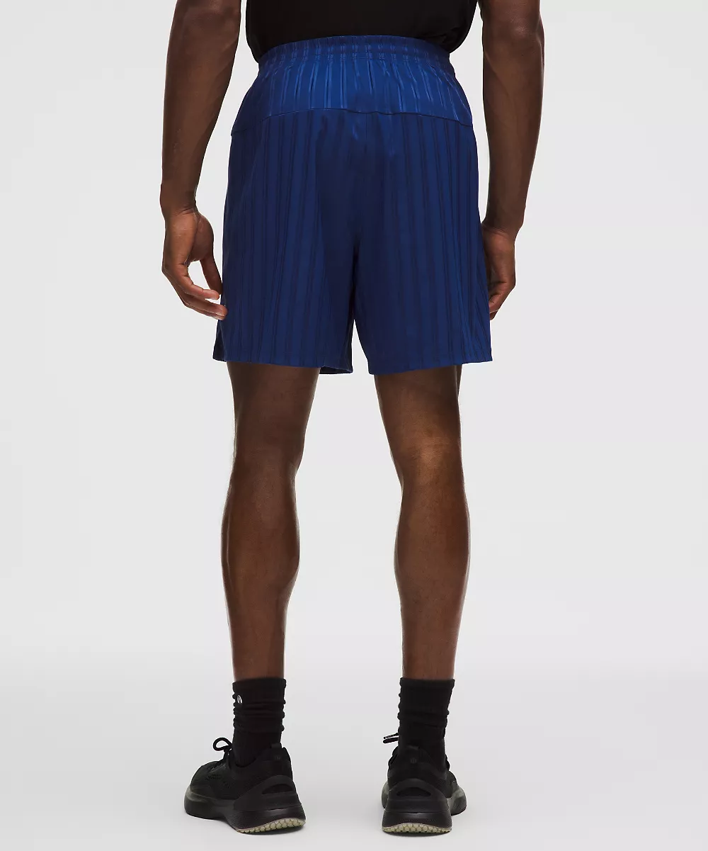 Short sans doublure en satin rayé 7" — Impact Stripe Clubhouse Blue, view 3