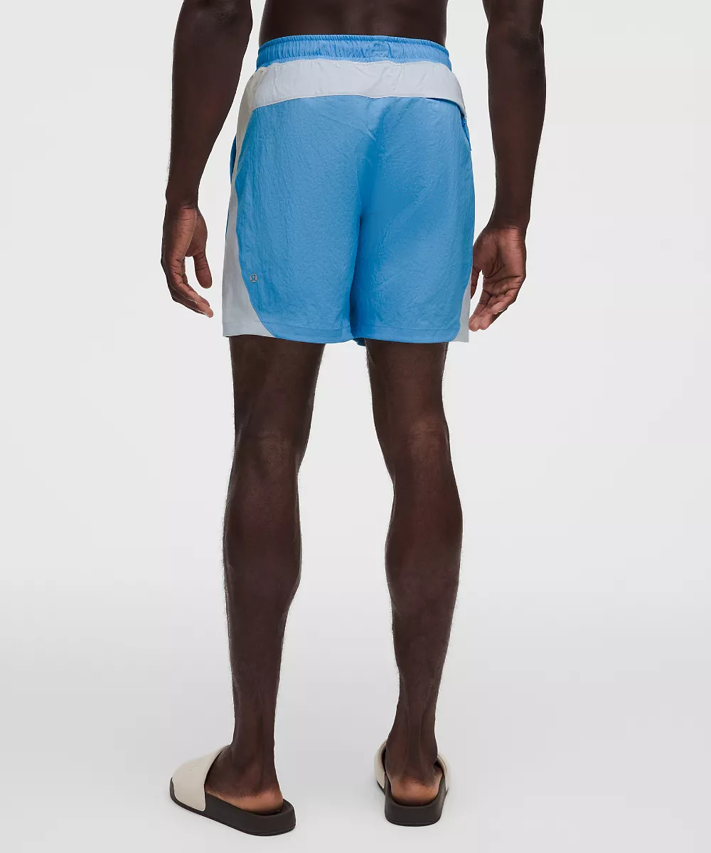 Short de bain en nylon froissé 7" *Sans doublure — Ocean Wave/Starch Blue/Light Ivory, view 3