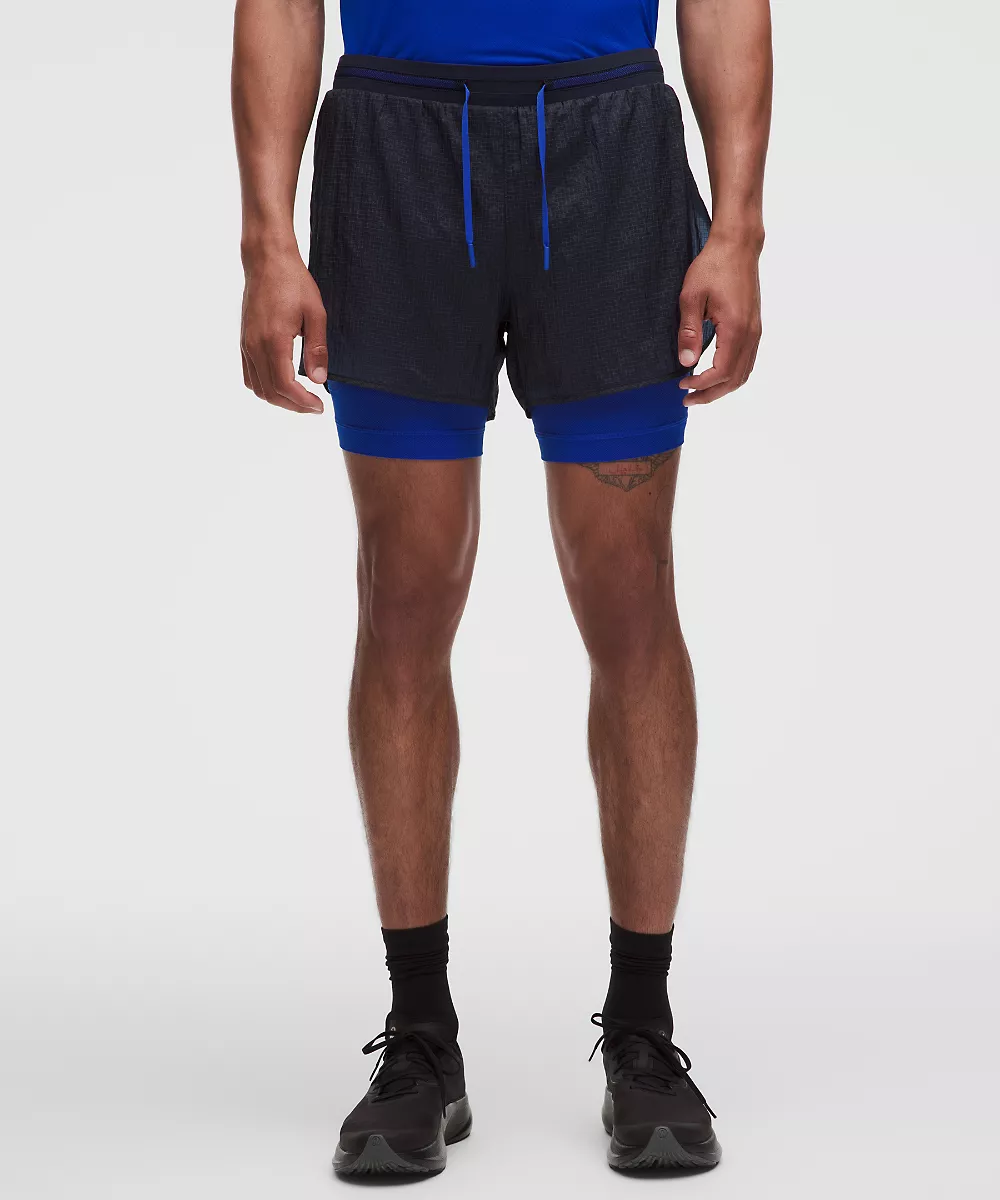 Short de running ultraléger doublé en ripstop 4" — True Navy/Beach Ball Blue, view 2