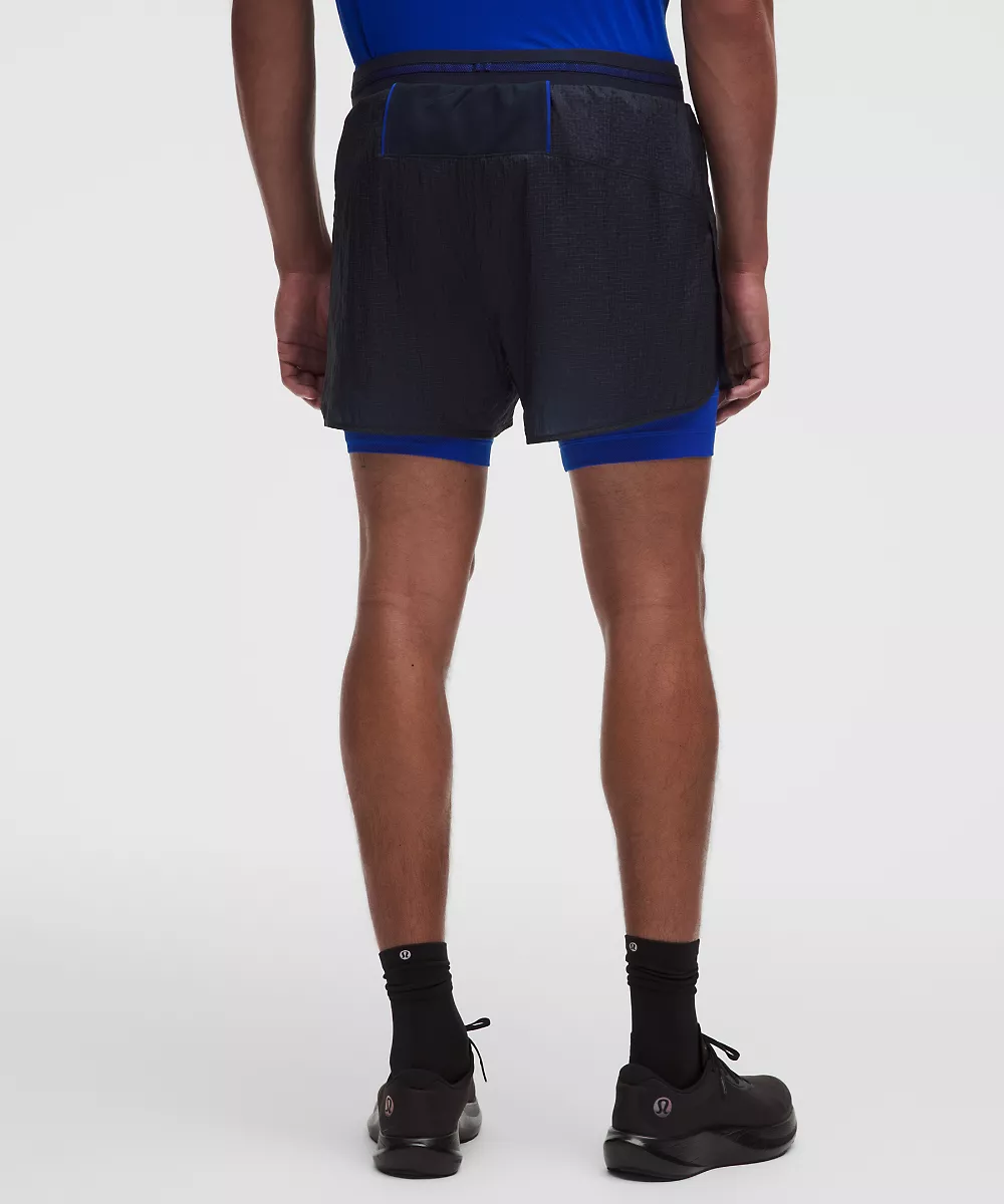 Short de running ultraléger doublé en ripstop 4" — True Navy/Beach Ball Blue, view 3