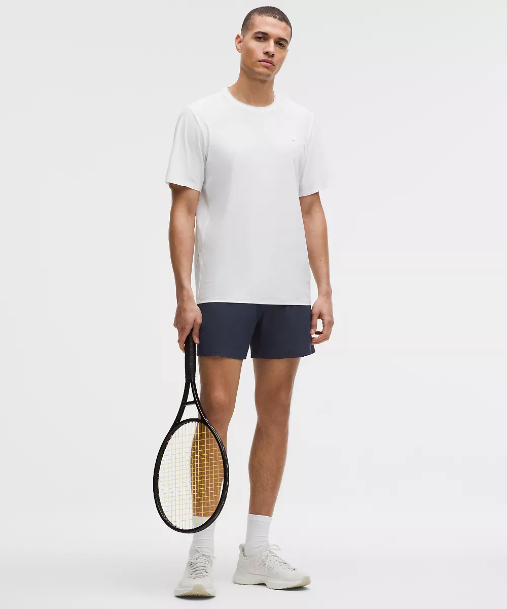 Short de tennis en mesh rayé 5" — Club Blue, view 1