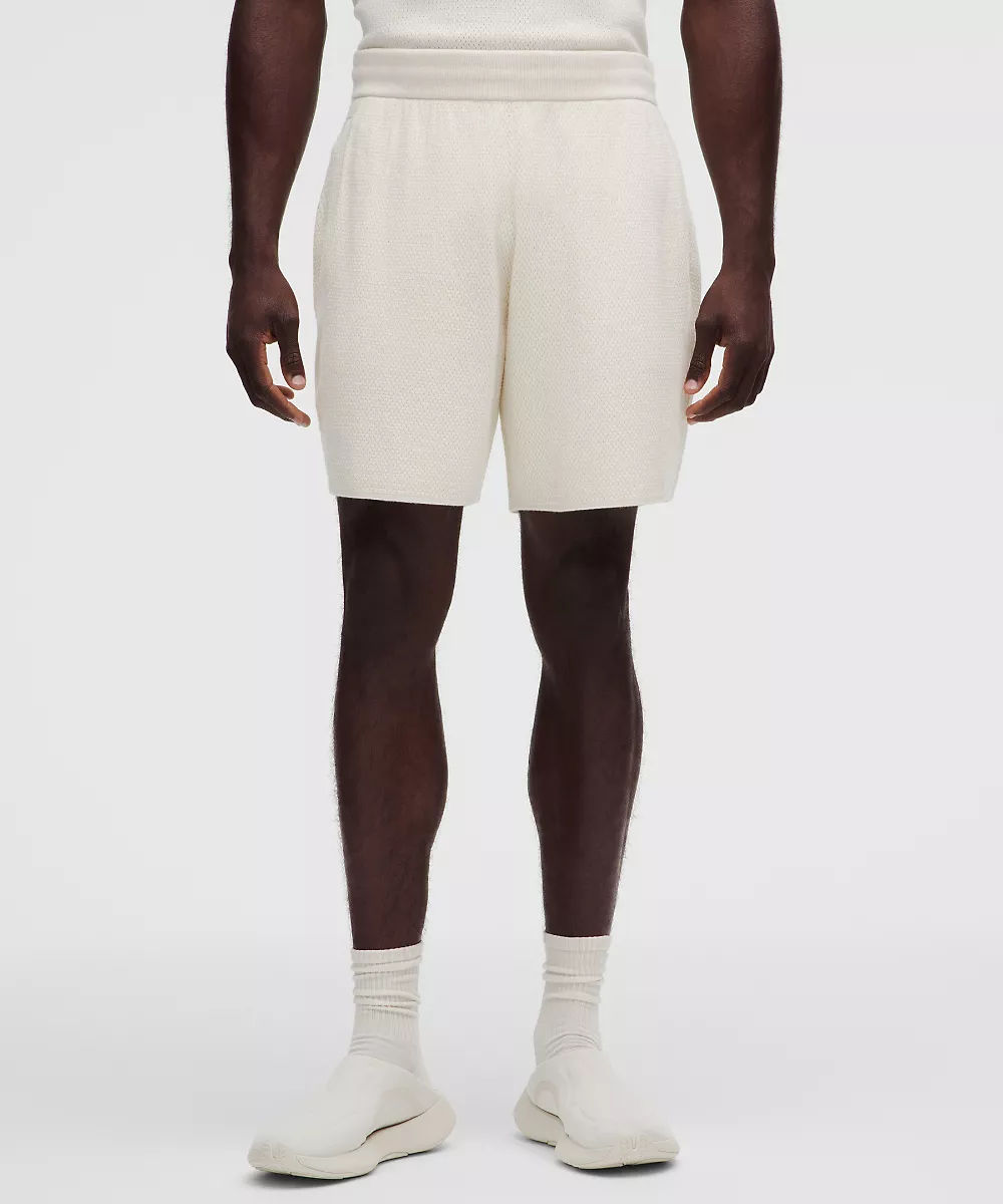Short en maille de mélange de coton 7" — Light Ivory, view 2